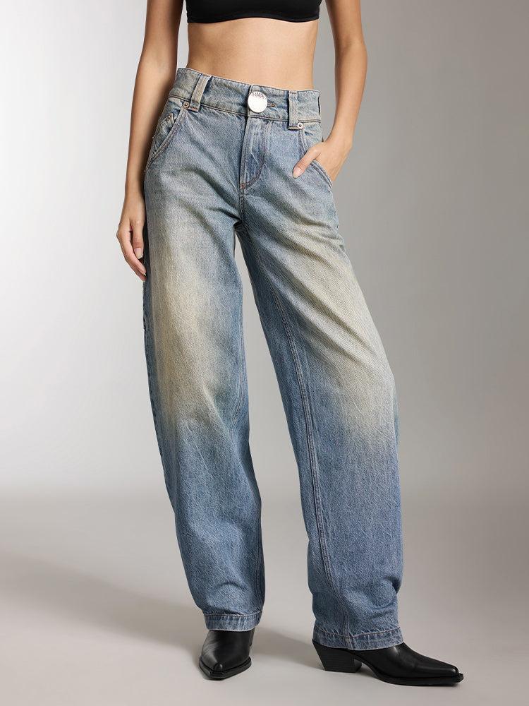 miss sixty WASHED DISTRESSED CARGO JEANS MIDDLE BLUE