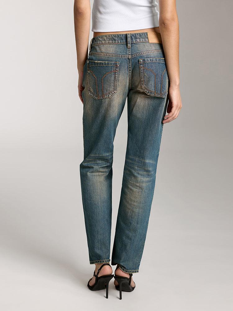 Miss Sixty WASTELAND STYLE DISTRESSED JEANS DARK BLUE