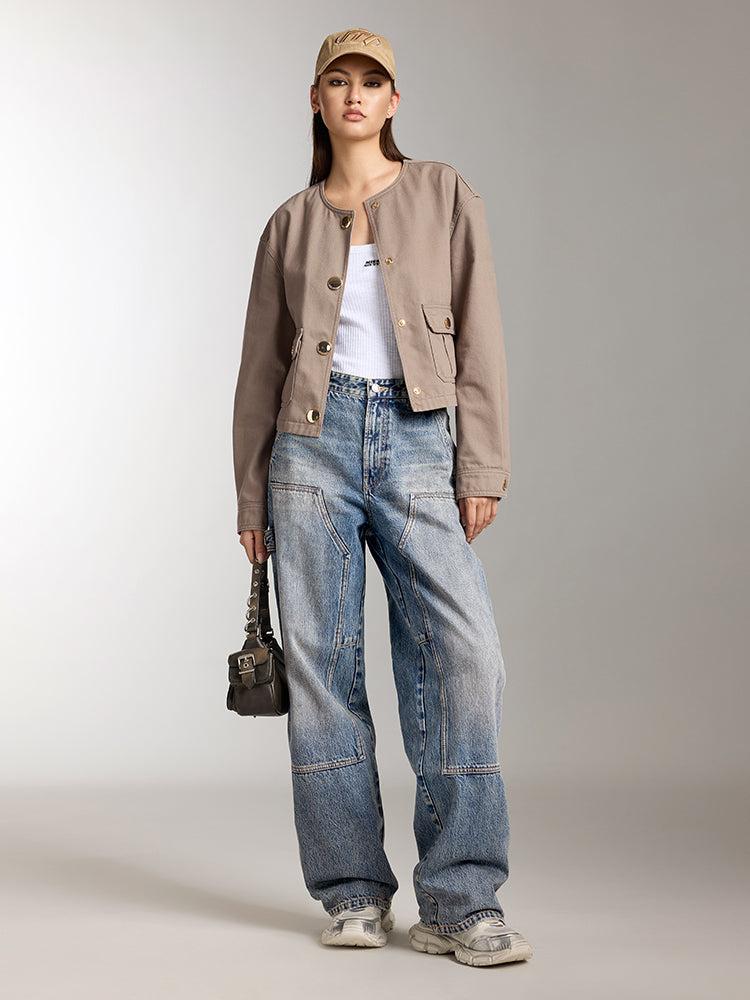 Miss Sixty WIDE LEG JEANS WITH PATCH DESIGN GREY BLUE