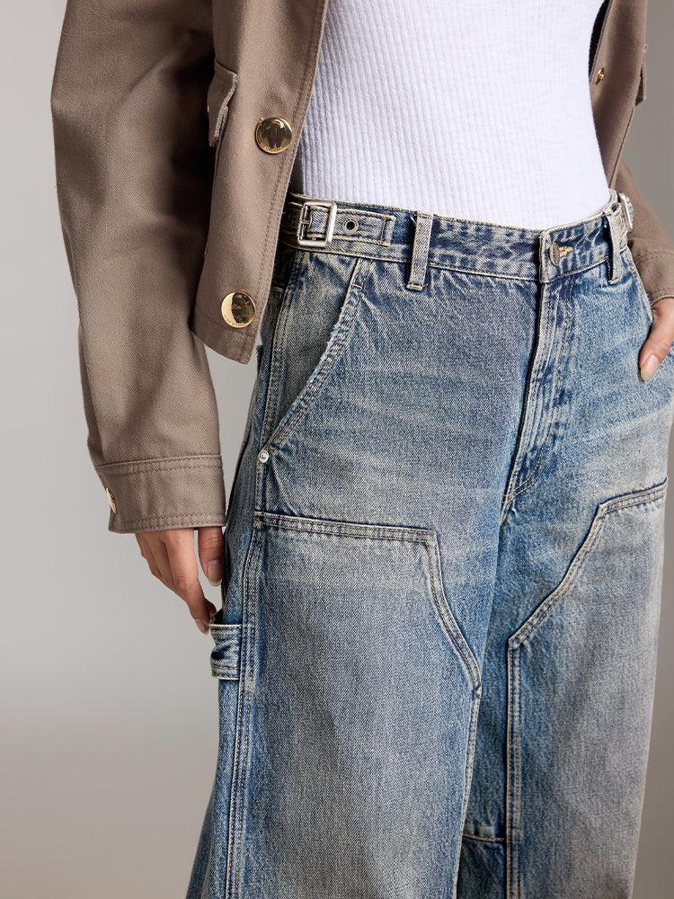 Miss Sixty WIDE LEG JEANS WITH PATCH DESIGN GREY BLUE