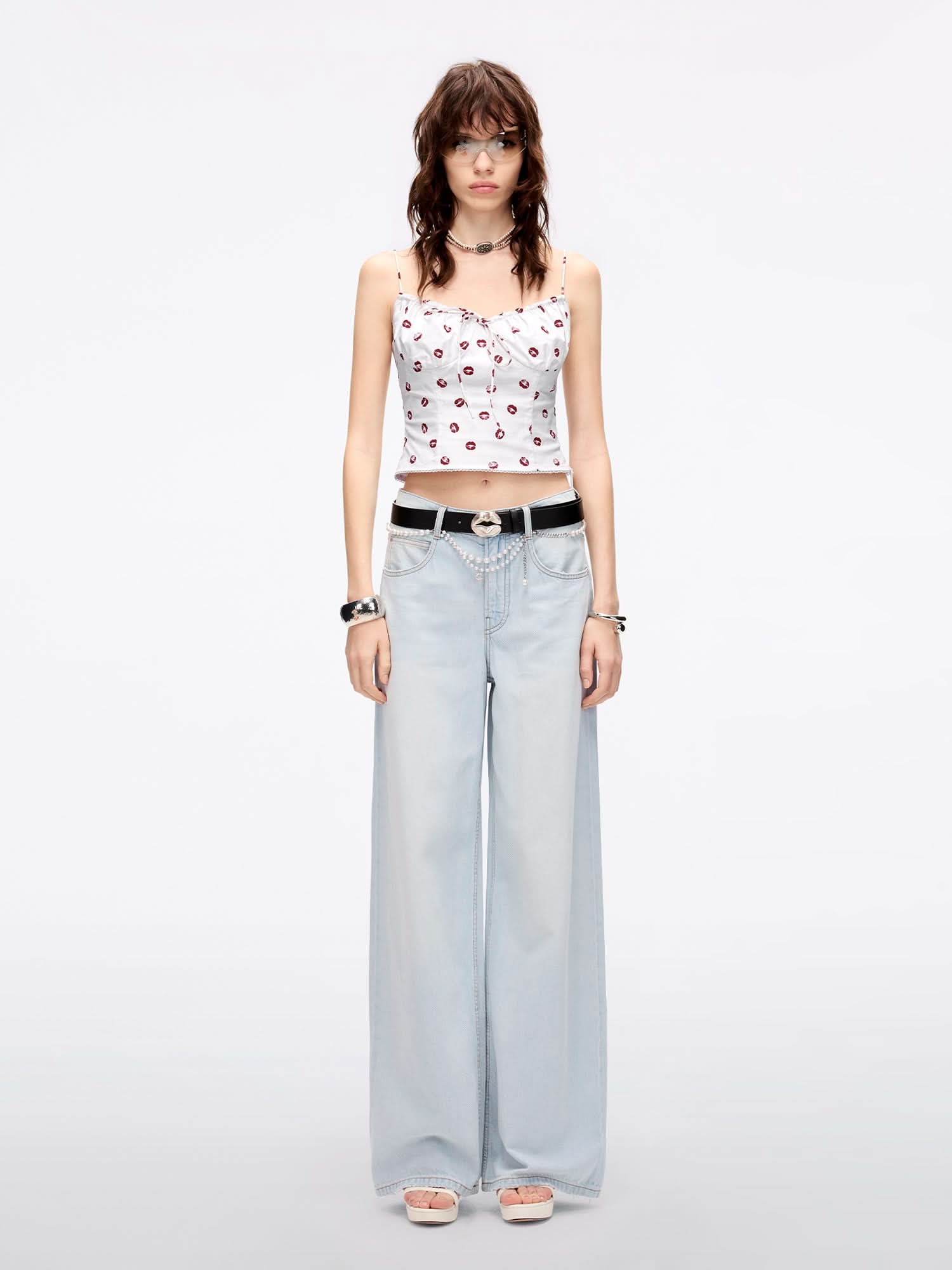 Miss Sixty WIDE-LEG JEANS WITH WAIST CHAIN LIGHT BLUE