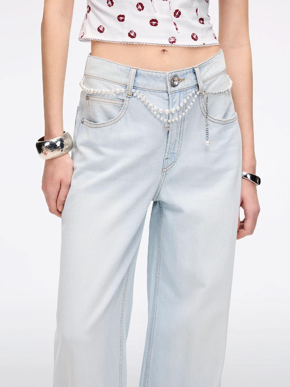 Miss Sixty WIDE-LEG JEANS WITH WAIST CHAIN LIGHT BLUE