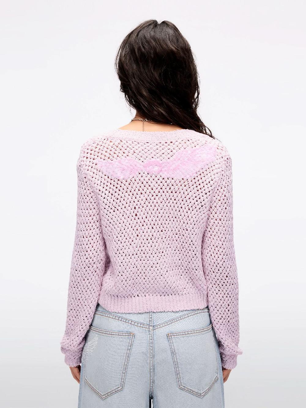 Miss Sixty WING-EMBELLISHED BEADED CARDIGAN DUST PINK