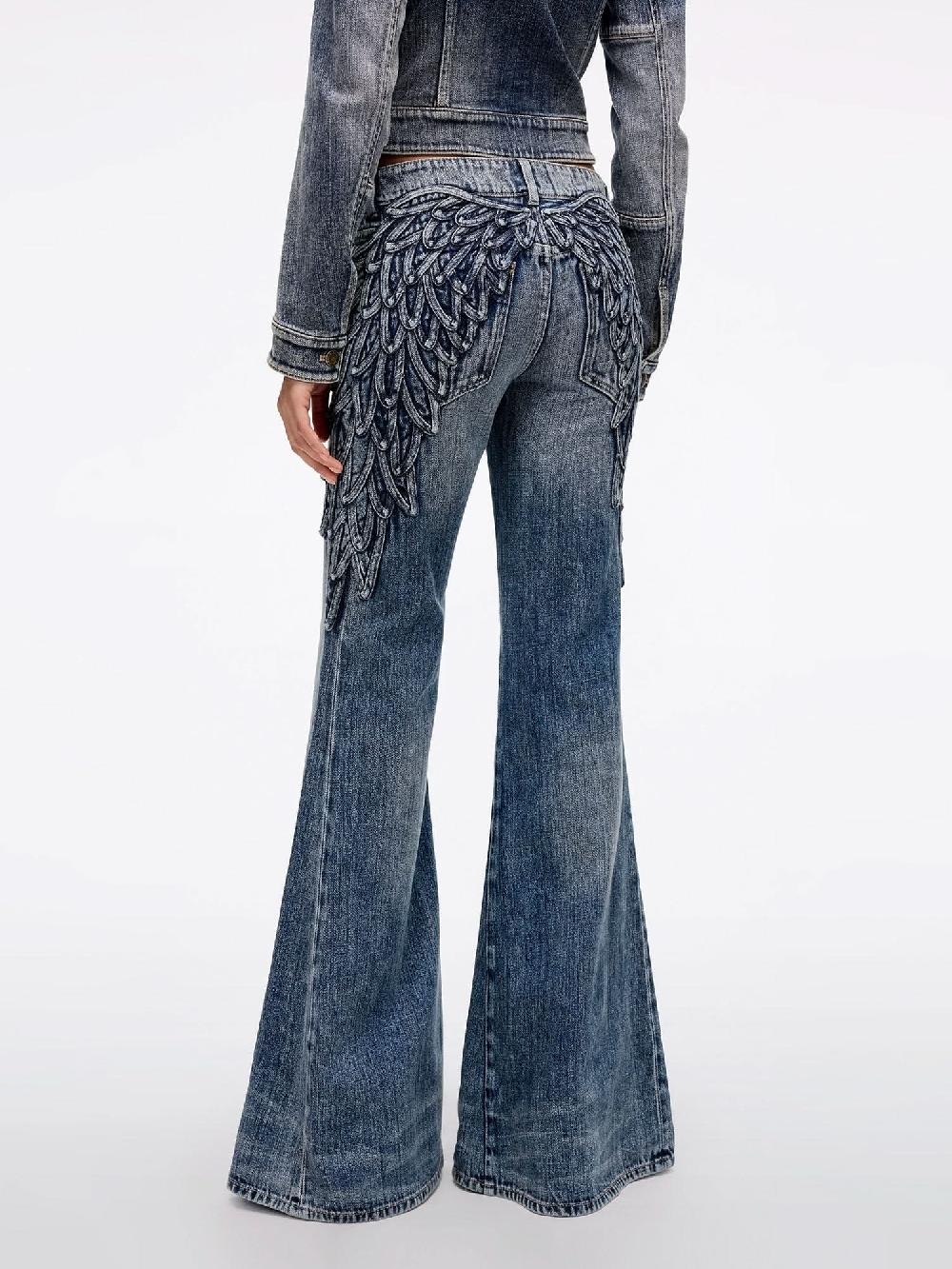 Miss Sixty WING-EMBELLISHED BEADED FLARED JEANS DEEP BLUE
