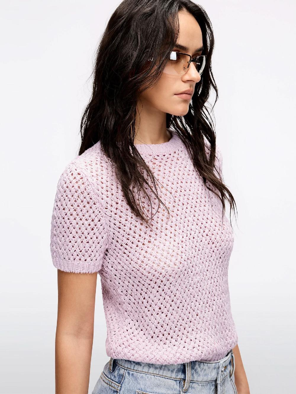 Miss Sixty WING-EMBELLISHED BEADED KNIT TOP DUST PINK