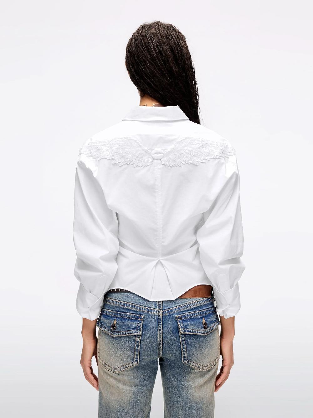 Miss Sixty WING-EMBELLISHED BEADED SHIRT BRIGHT WHITE