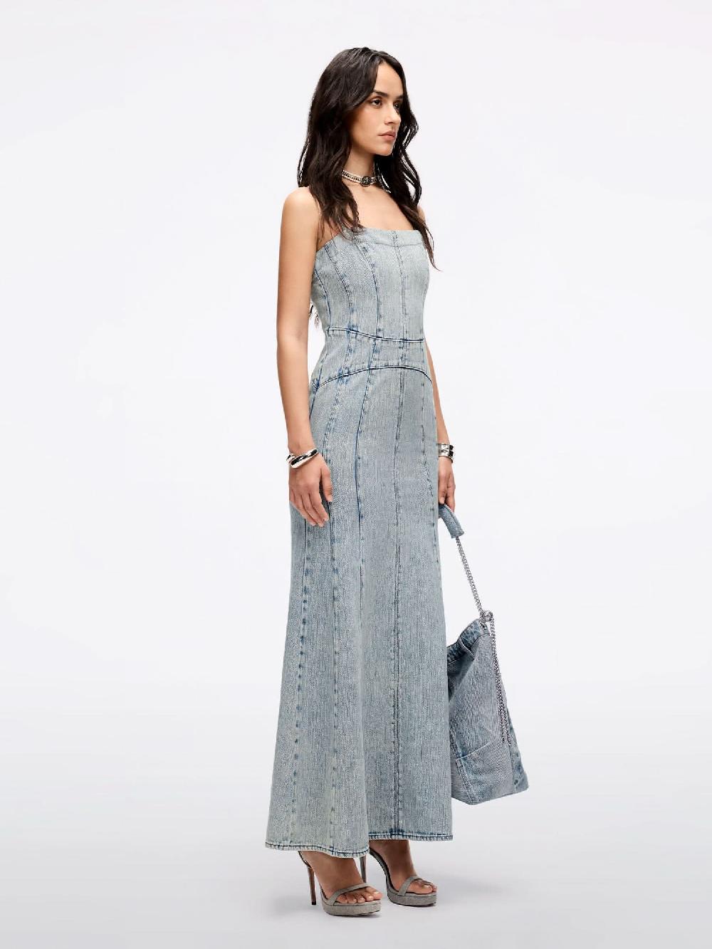 Miss Sixty WING-EMBELLISHED BEADED SLIP DRESS LIGHT BLUE