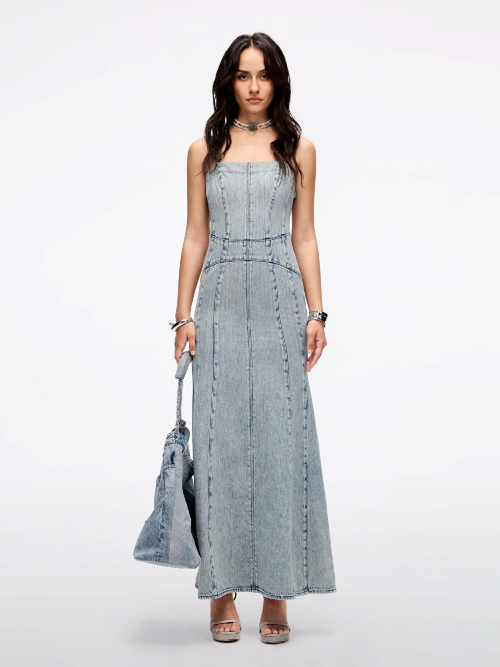 miss sixty WING-EMBELLISHED BEADED SLIP DRESS LIGHT BLUE