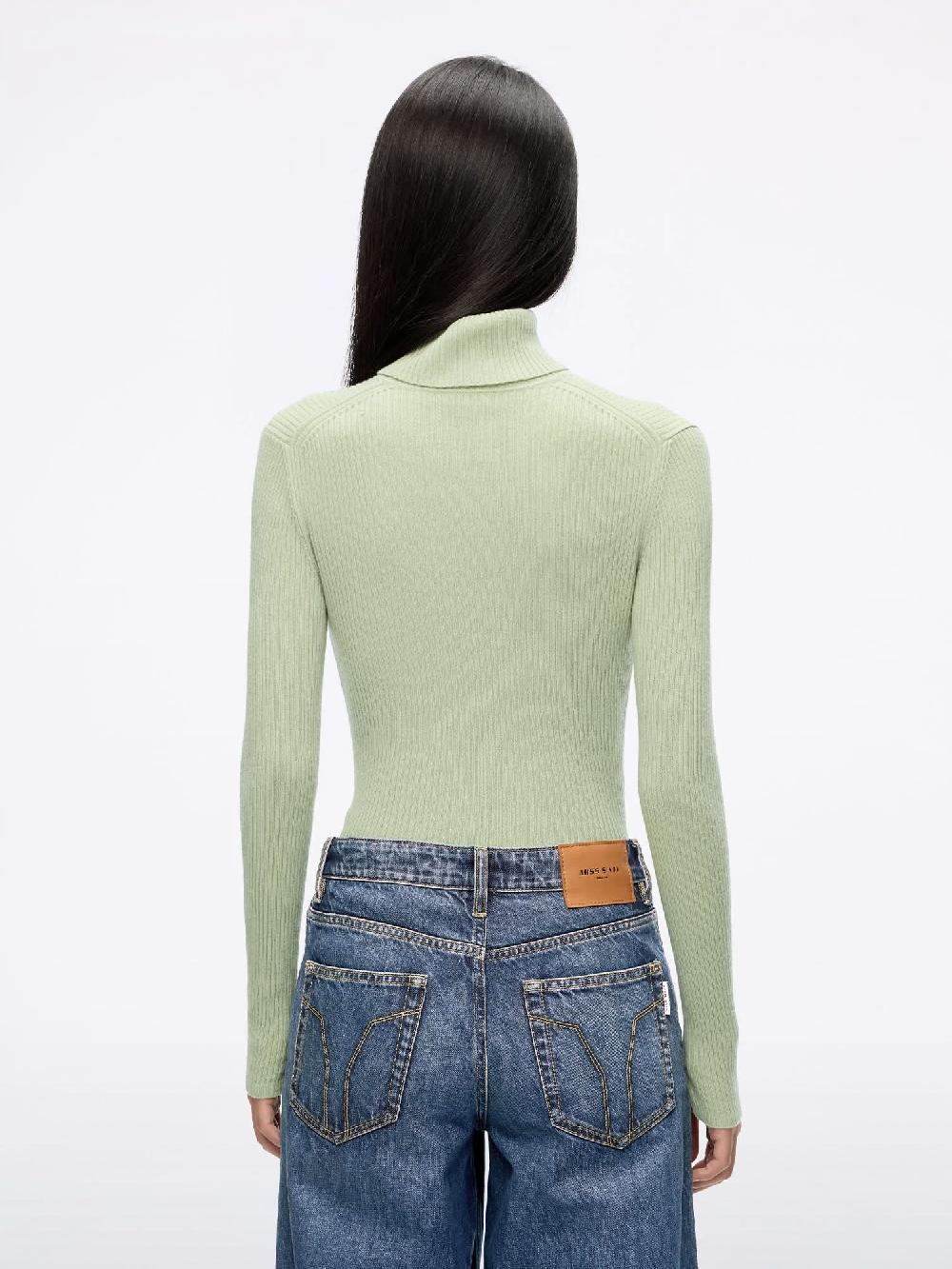 Miss Sixty WOOL AND CASHMERE KNIT TOP LIGHT MIST COLD TEA GREEN