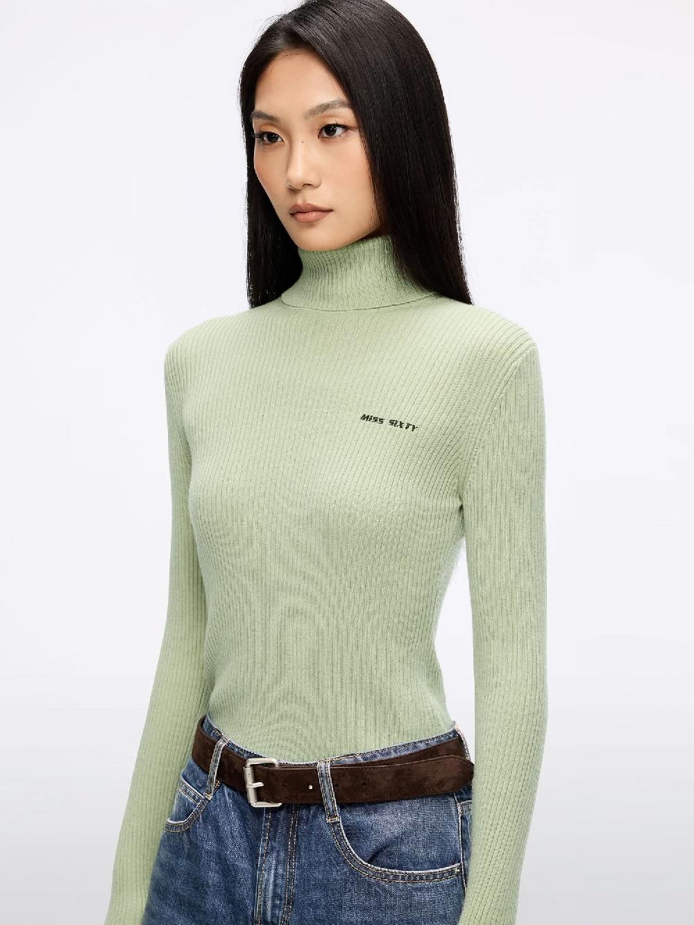 Miss Sixty WOOL AND CASHMERE KNIT TOP LIGHT MIST COLD TEA GREEN