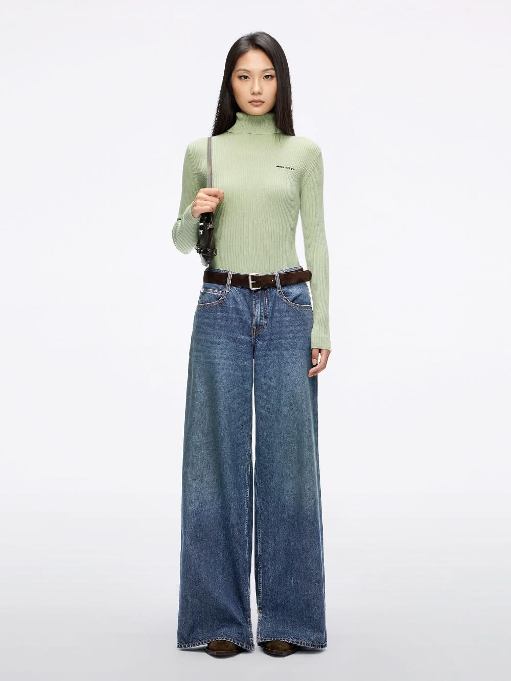 Miss Sixty WOOL AND CASHMERE KNIT TOP LIGHT MIST COLD TEA GREEN