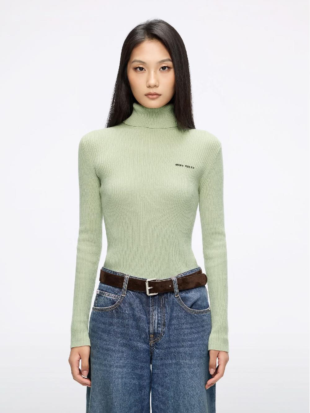 miss sixty WOOL AND CASHMERE KNIT TOP LIGHT MIST COLD TEA GREEN
