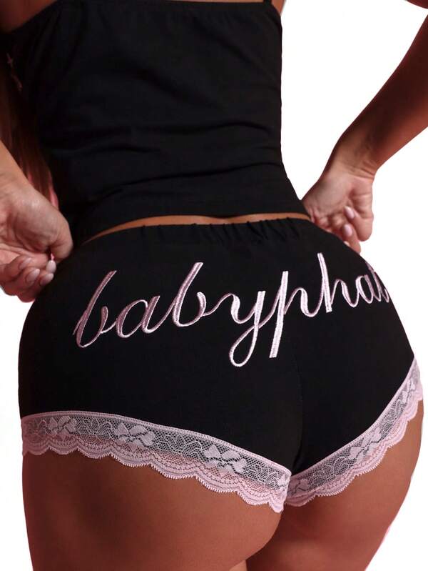 Missguided BABYPHAT Jersey Lounge Booty Shorts With Lace Trim For Relaxation And Sleep Comfort