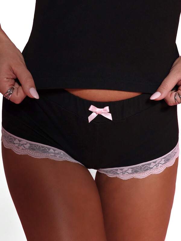 Missguided BABYPHAT Jersey Lounge Booty Shorts With Lace Trim For Relaxation And Sleep Comfort