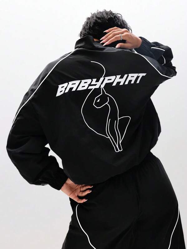 Missguided BABYPHAT Lightweight Track Jacket With Contrast Piping Detail Full Zip Windbreaker Casual Outerwear