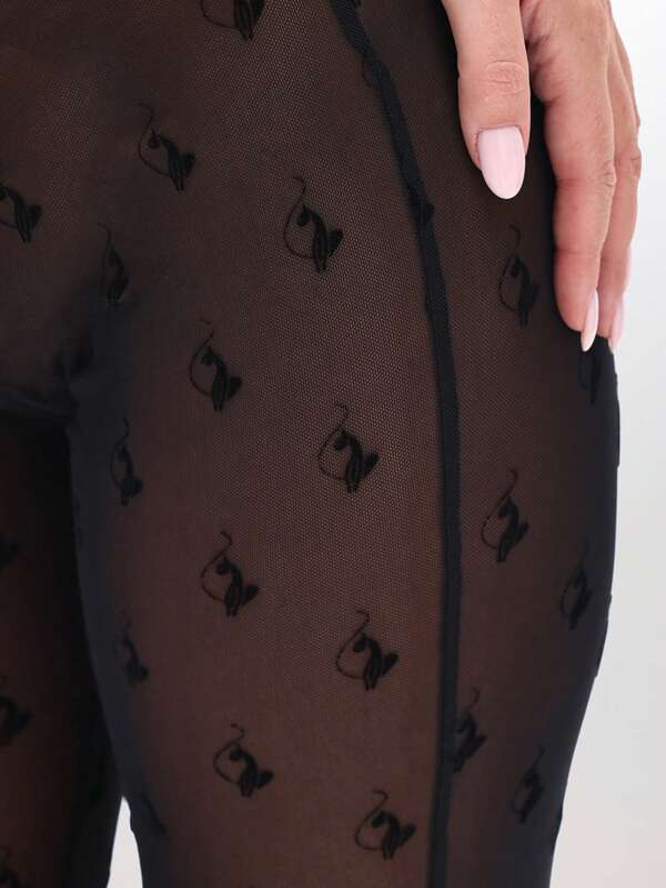 Missguided BABYPHAT Mesh Panel Capri Leggings With Diamond Pattern For Casual Everyday Wear
