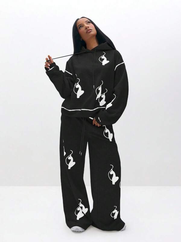 Missguided BABYPHAT Oversized Cozy Logo Print Pullover Hoodie Sweatshirt For Autumn Winter Casual Loungewear