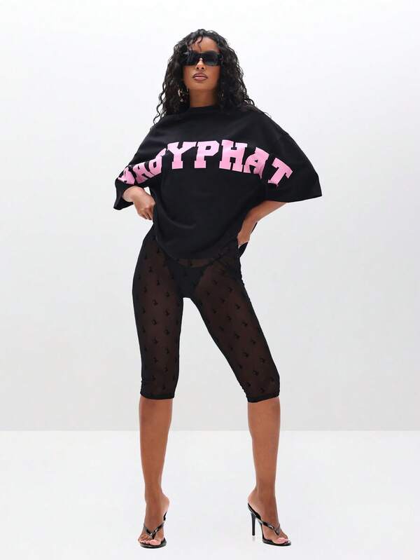 Missguided BABYPHAT Oversized Graphic T-Shirt With Pink Text Print Casual Summer Top