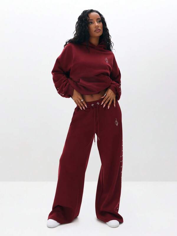 Missguided BABYPHAT Oversized Studded Hooded Sweatshirt With Drawstring And Centre Pocket For Cozy Winter Days