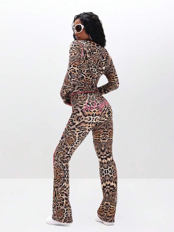 Missguided BABYPHAT Pull On Printed Flare Leggings With Animal Print Design For Casual Everyday Wear