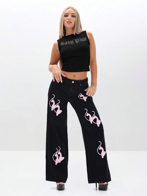 Missguided BABYPHAT Rhinestone Graphic Tank Top Sleeveless Fashion Statement Piece Cropped Casual Summer Festival Wear