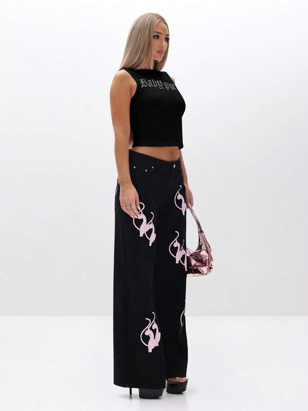 Missguided BABYPHAT Rhinestone Graphic Tank Top Sleeveless Fashion Statement Piece Cropped Casual Summer Festival Wear