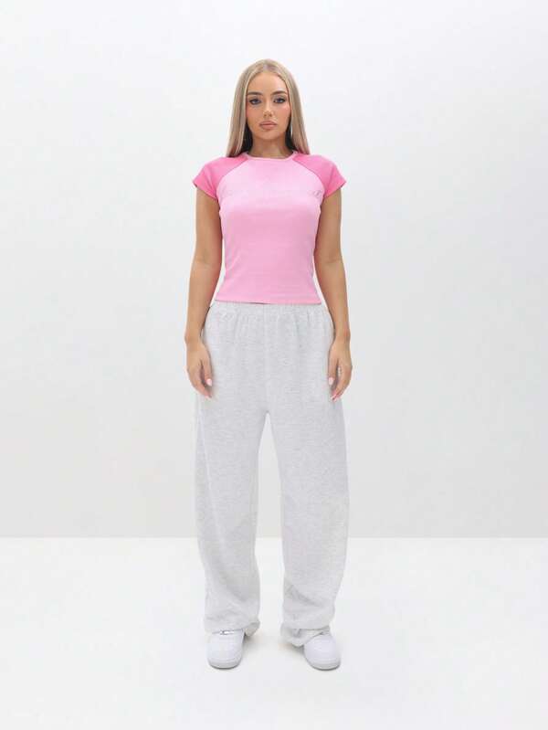 Missguided BABYPHAT SDBP80 - RAGLAN CONTRAST SLEEVE BABY TEE