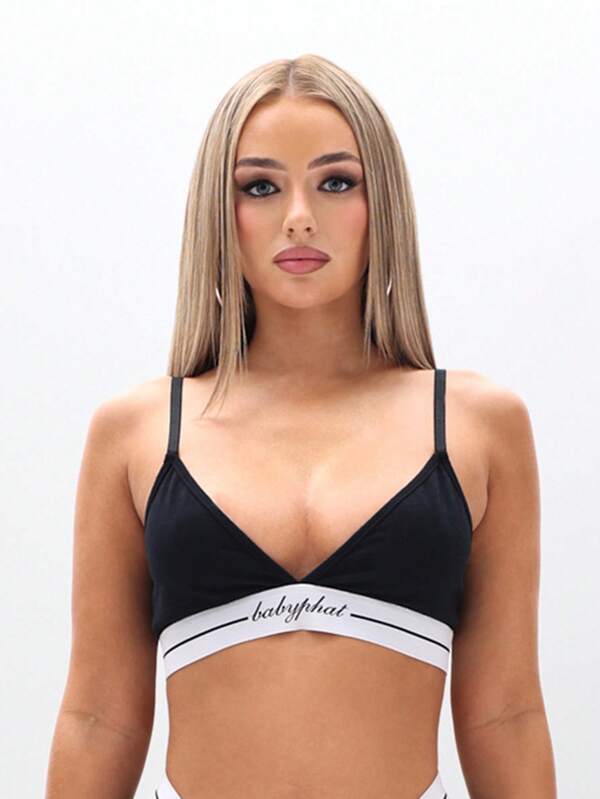missguided BABYPHAT Soft Triangle Bralette With Elastic Straps Wireless Comfort Bra Everyday Essentials Loungewear Undergarment