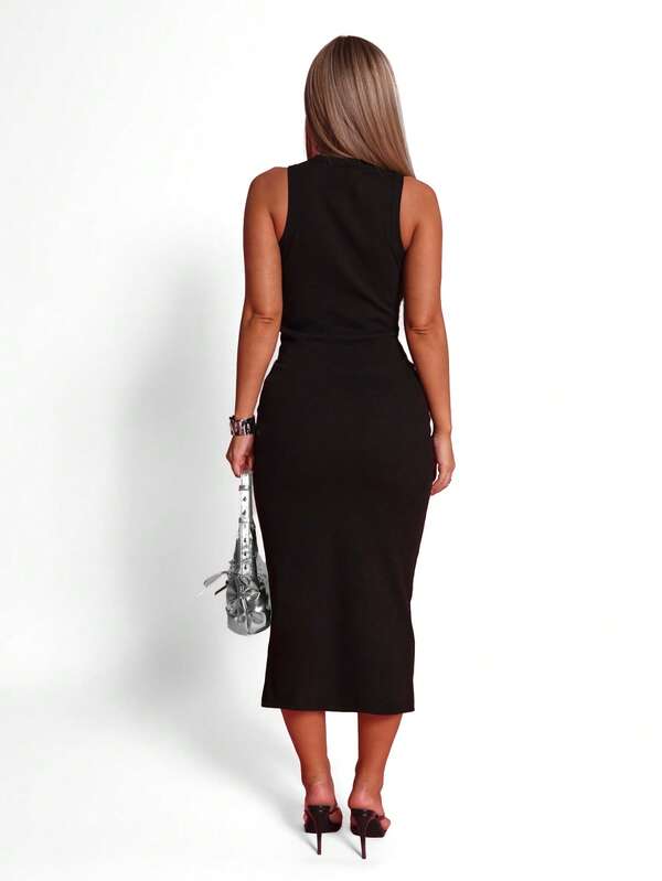 Missguided BABYPHAT Summer Fashion Letter Print Sleeveless Bodycon Dress