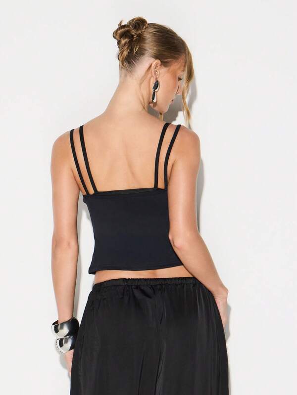 Missguided KIZN Active Double Layer Strappy Tank Top With Logo Detail For Sports And Fitness Training