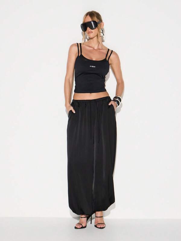 Missguided KIZN Active Double Layer Strappy Tank Top With Logo Detail For Sports And Fitness Training