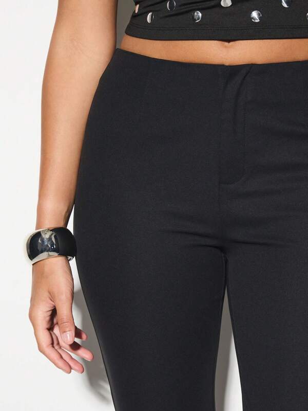 Missguided KIZN Capri Length High Waisted Leggings Stretchy Bengaline Fabric Dressy Evening Wear Form Fitting Bottoms Non See Through Pull On Office Wear Classic Pants