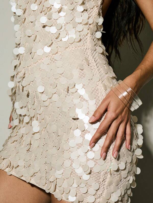 Missguided KIZN Disk Sequin Drape Backless Mini Dress Party Dress