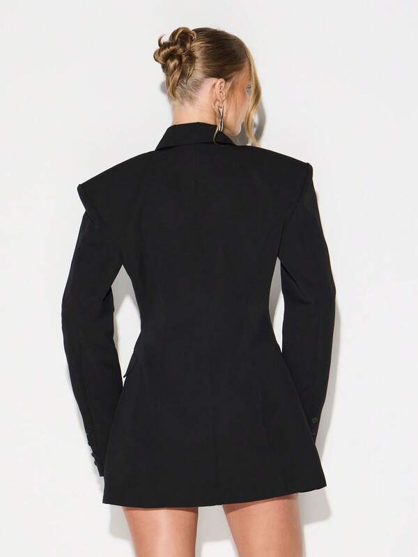 Missguided KIZN Double Breasted Long Sleeve Blazer Dress With Lapel Collar For Professional Office Wear