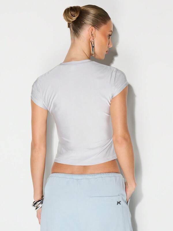 Missguided KIZN High Shine Fitted Athletic Tee Short Sleeve Crew Neck Training Top Gym Activewear