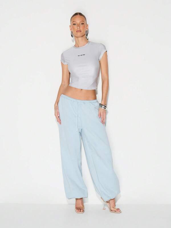 Missguided KIZN High Shine Fitted Athletic Tee Short Sleeve Crew Neck Training Top Gym Activewear