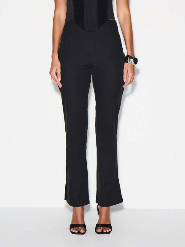 Missguided KIZN High Waisted Flared Bengaline Trousers For Evening Party Occasions