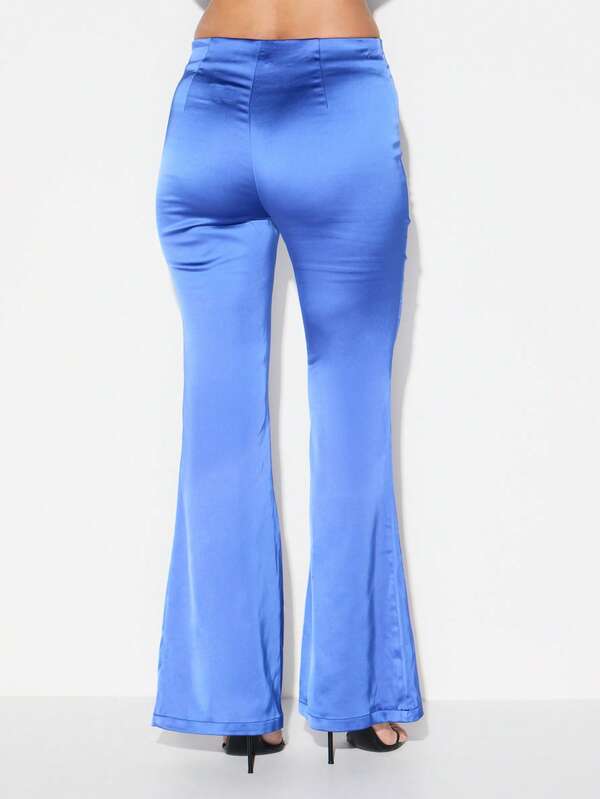 Missguided KIZN High Waisted Satin Wide Leg Palazzo Pants For Office Work Formal Business Occasions