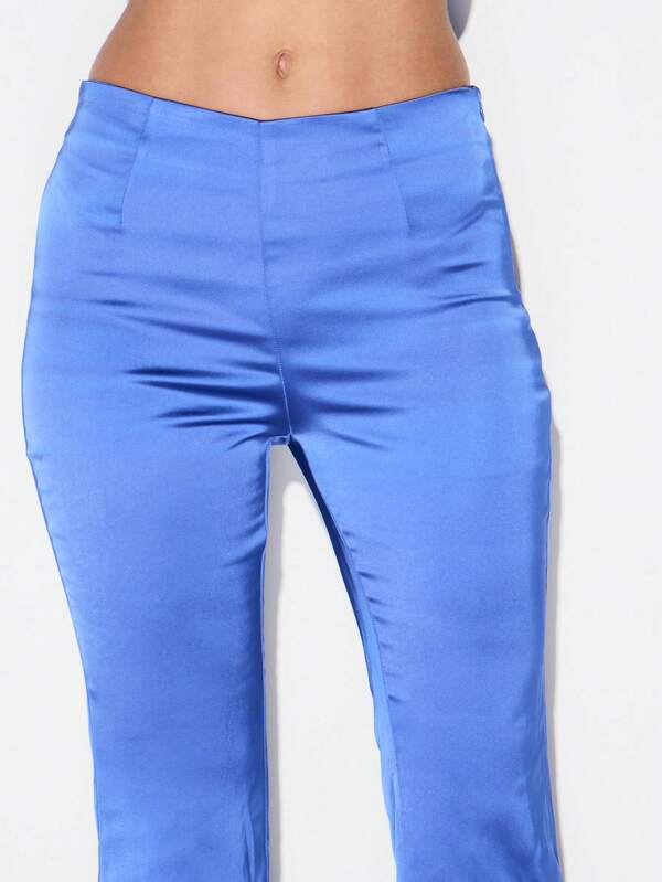 Missguided KIZN High Waisted Satin Wide Leg Palazzo Pants For Office Work Formal Business Occasions