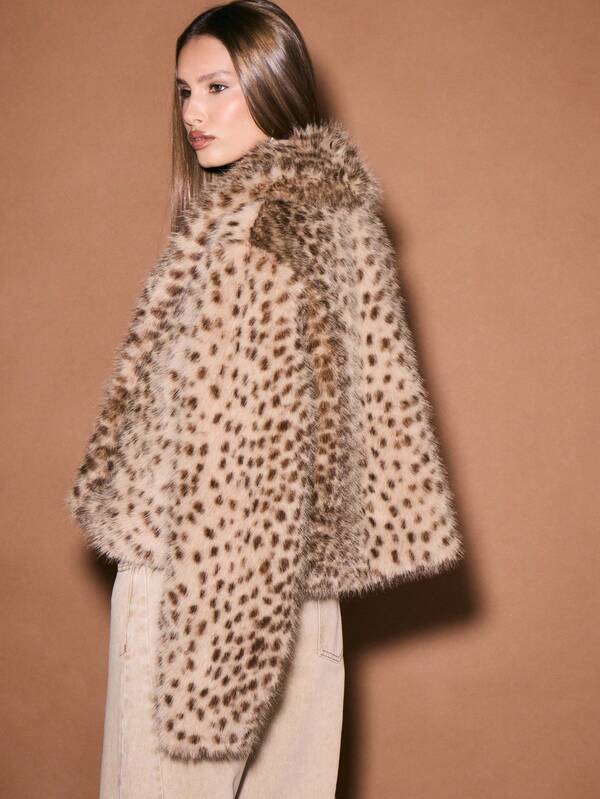 Missguided KIZN Luxurious Faux Fur Leopard Print Winter Coat Long Sleeve Oversized Outerwear Fall Fashion Statement Piece