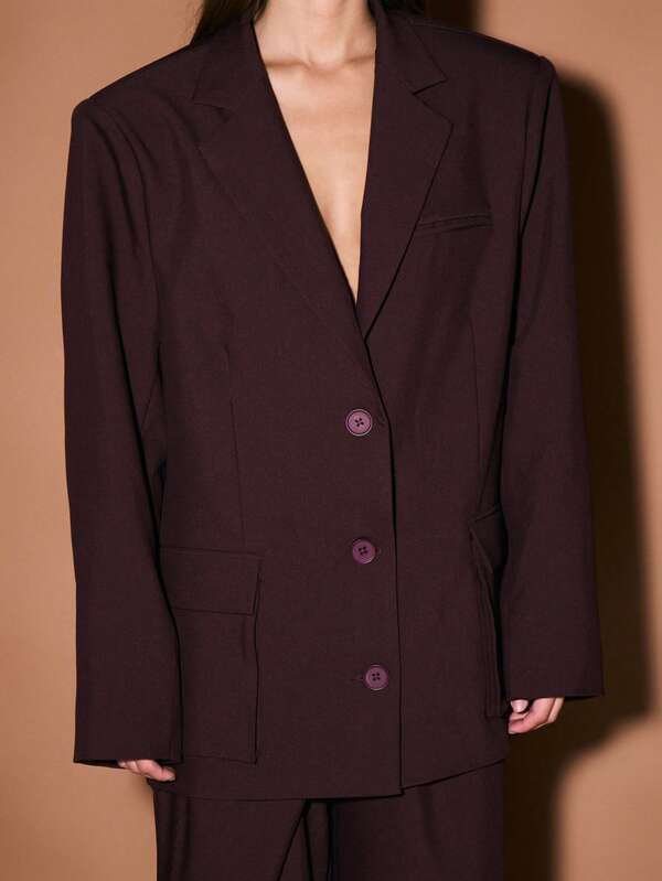 Missguided KIZN Oversized Double Breasted Blazer With Lapels And Button Closure For Professional Office Wear