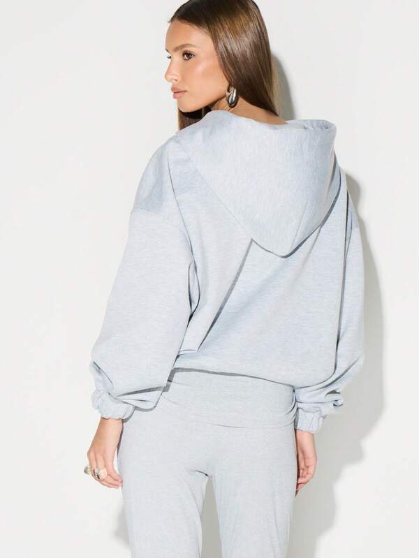 Missguided KIZN Scuba Style Oversized Zip Through Hoodie With Drawstring And Shoulder Pad Details Casual Streetwear
