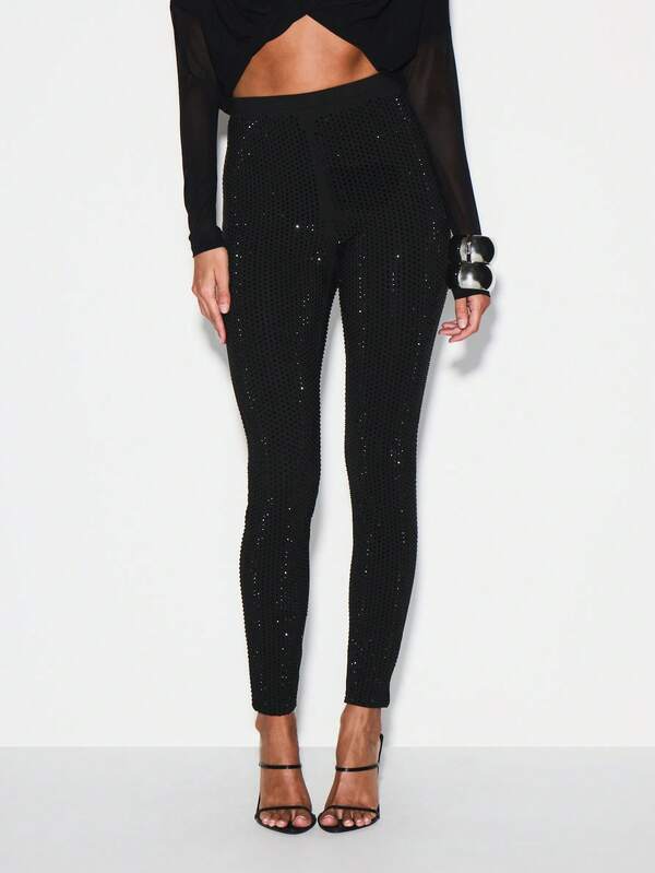 missguided KIZN Sequin Embellished High Waisted Fitted Leggings For Evening Party Occasions