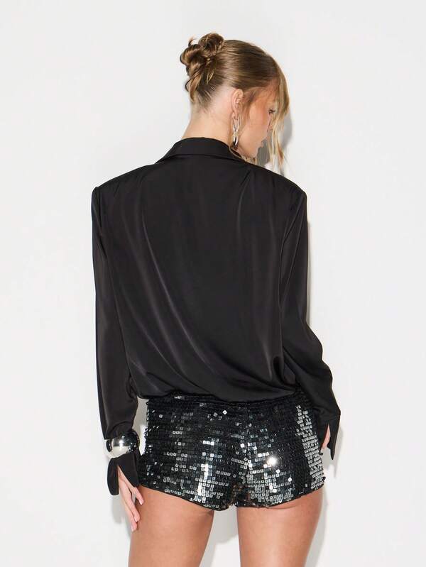 Missguided KIZN Sequin High Rise Micro Shorts Festival Party Rave Club Wear Hot Pants Mini Concert