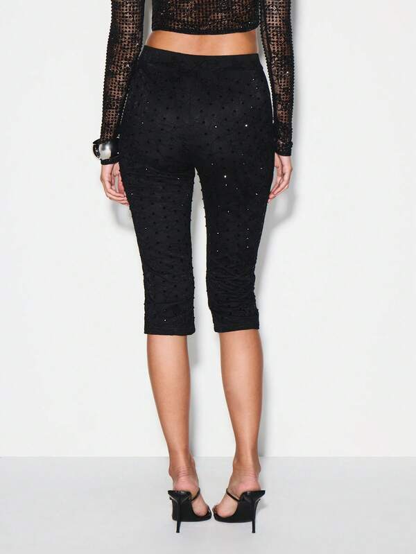 Missguided KIZN Sequined Lace Capri Leggings For Evening Party Cocktail Club Outfits Dressy Occasion Wear