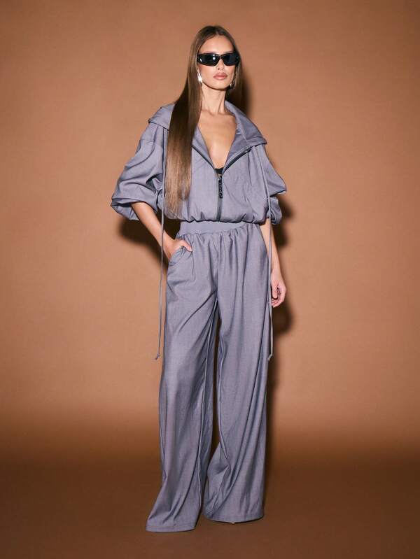 Missguided KIZN Tailored Wide Leg Joggers With Elastic Waistband And Drawstring Closure For Comfort