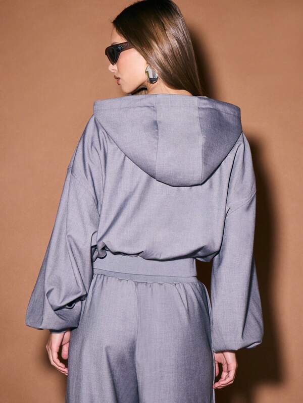 Missguided KIZN Tailored Zip Through Hoodie For Autumn Winter Casual Streetwear Layering