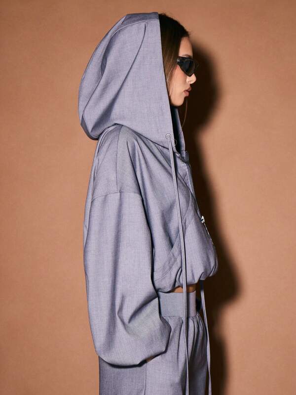 Missguided KIZN Tailored Zip Through Hoodie For Autumn Winter Casual Streetwear Layering