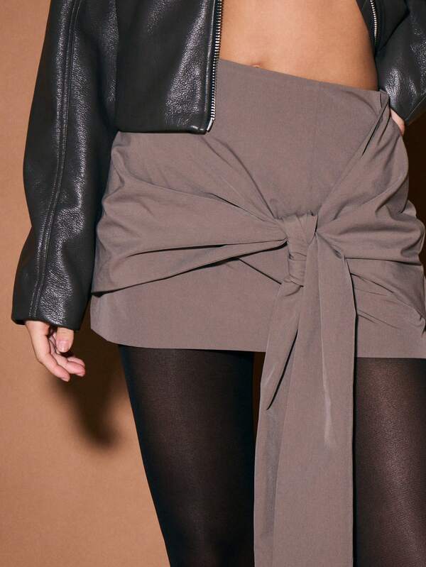 Missguided KIZN Tie Front Mini Skirt High Waisted Wrap Style Micro Length Club Party Outfit