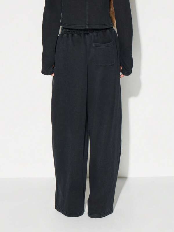 Missguided KIZN Washed Oversized Jogger Sweatpants With Elastic Waistband Wide Leg Casual Loungewear